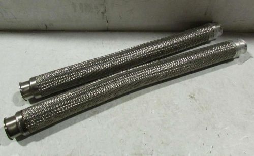 Lot of 2 flexible 2-7/8in id stainless steel braided conduit pipe 44in &amp; 40in for sale