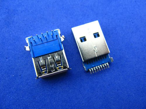 50set Hi-Speed USB 3.0 Male and Female 9P  PCB Solder  A-type Socket Connector