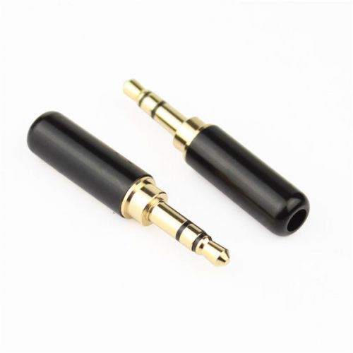 Black 3.5mm 3 pole male repair earphones jack plug connector audio soldering for sale