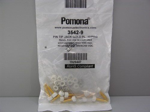 10 Pomona 3542-9 White Insulated Gold Plated Panel Mount Tip Jacks