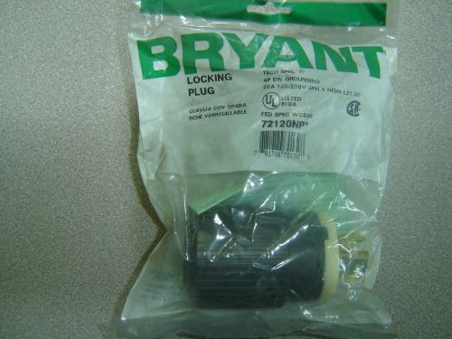 Bryant 72120np nema l21-20, 4p 5w 20a 120/208vac grounding locking plug new for sale