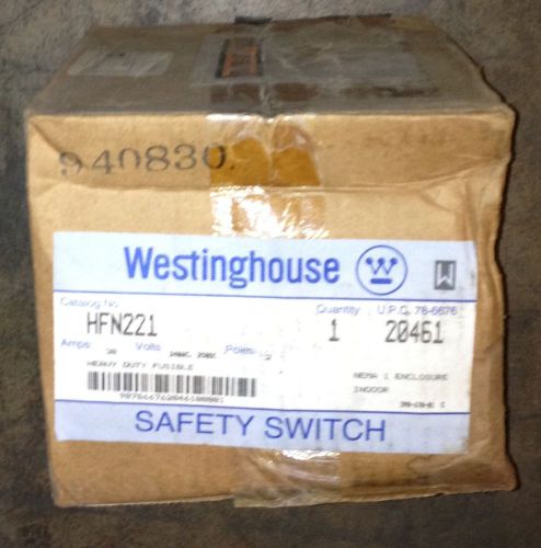 New Westinghouse #HFN221 30A 240V 2P Fusible Heavy Duty Disconnect Switch