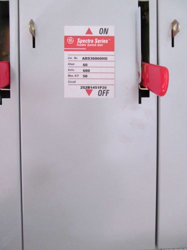 Ge general electric ads36060hd 60 amp 600 v fusible dual switch for sale