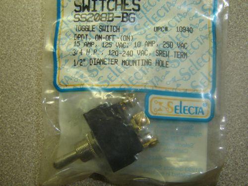 Ss208b-bg selecta toggle switch dpdt 125v15a 250v10amp off-on-(on) 1/2&#034; mtg nos for sale