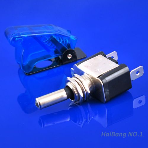 Blue led light toggle ignition starter switch + military blue cover 12v 20a y3 for sale