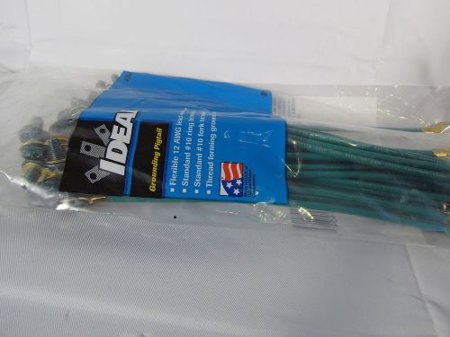 Pack 25 ideal 30-3184 grounding pigtail green flexible 12 awg #10 fork ring new for sale
