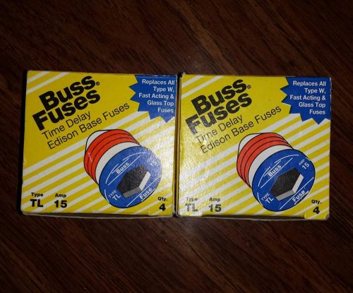 NEW-BUSS FUSES TIME DELAY TYPE TL 15 AMP. EDISON BASE FUSE,  - 2 BOX OF 8