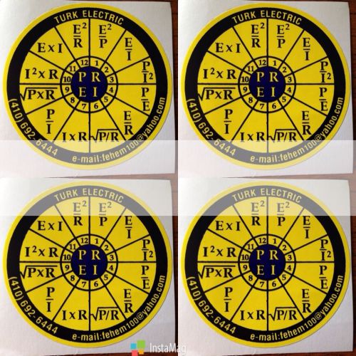 4X OHMS law sticker decal PEIR wheel for NEC CODE Book