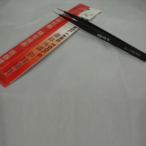 Jl-12 esd anti-static black special tip curved stainless steel tweezers tools for sale