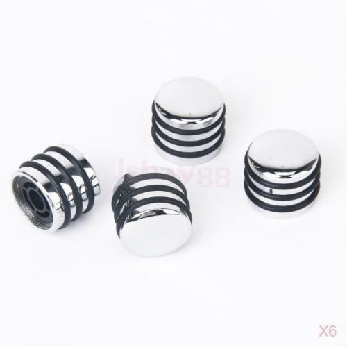 6x Set of 4 Silver Tone Rotary Knobs for 6mm Inner Diameter Shaft Potentiometer