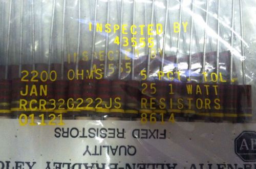 24 Allen Bradley Resistors RCR32G222JS 2200 Ohms                1WATT 5% Tol
