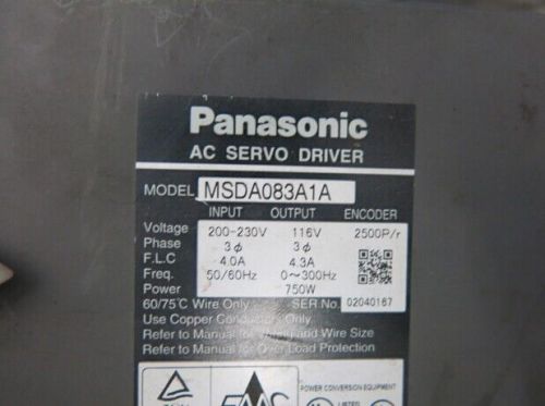 Used Panasonic AC Servo Driver MSDA083A1A Tested