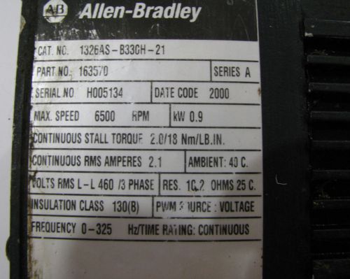 Allen bradley 1326as-b330h-21 servo motor 1326asb330h part no 163570 for sale