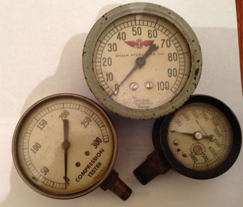 Lot of 3  vintage.antique misc. industrial steampunk pressure gauges untested for sale