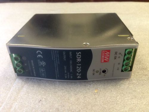 Mean well sdr-120-24 100-240vac / 24vdc @ 5.0a plc automation rail power supply for sale