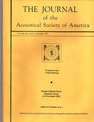 The Journal of Acoustical Society of America Vol.90, No.4, Pt.2, October 1991