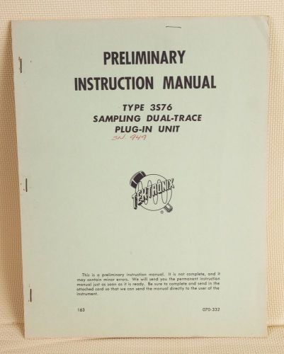 Tektronics Preliminary Manual 3S76 Sampling Dual Trace Plug-in Unit