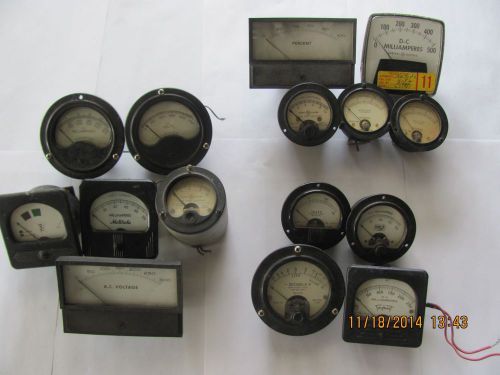 15 Vintage meter bulk lot USED For Parts, Fun VARIETY  NAVY USN decibels amps