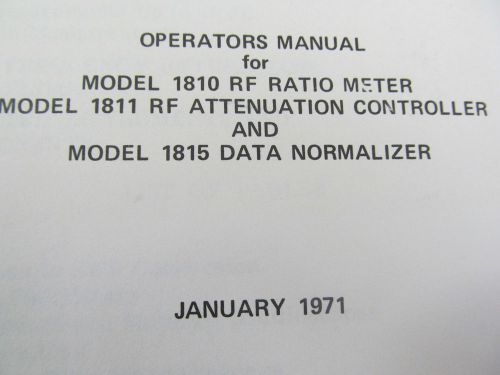 Weinschel Engineering 1810 RF Ratio Met/1811 Atten Con/1815 Data Norm Oper Man