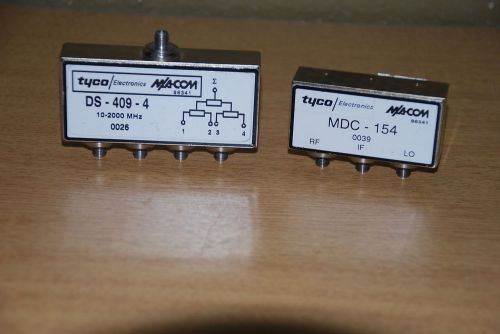 2x tyco amp  m/a-com ds-409-4 10-2000 mhz four way power divider sma &amp; mdc-154 for sale