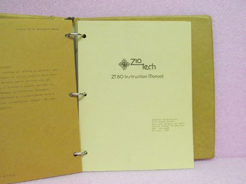 Zia-Tech Manual ZT80 Printed Circuit Card instruction manual w/schematics (7/80)