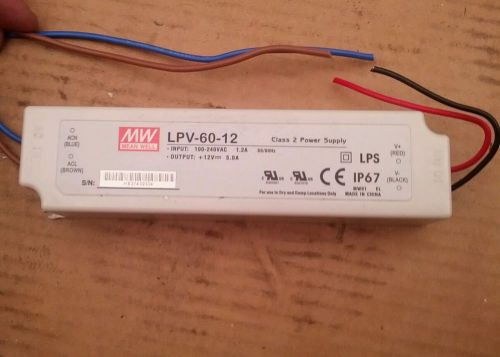 Mean Well LPV-60-12  led 12V power supply waterproof in/ outdoor 60 watt 5 amp