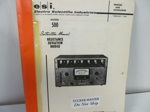 ESI 500 Deviation Resistance Bridge Instruction Manual