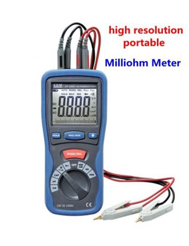New cem dt-5302 lcd digital high-accuracy kelvin 4-wires milliohm meter tester for sale
