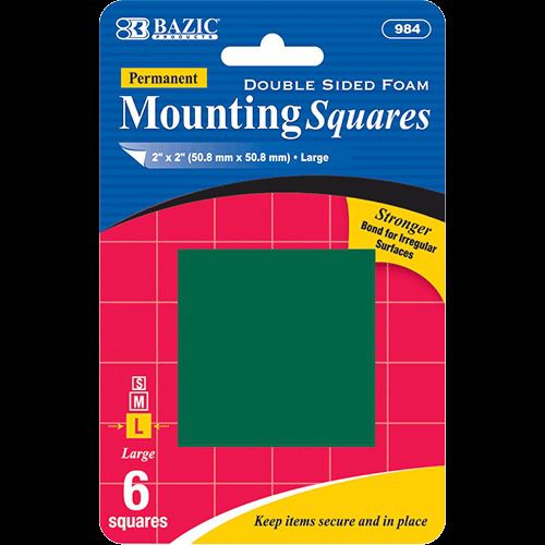 Bazic 2&#034; double sided foam mounting squares (6/pack), case of 12 for sale