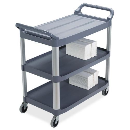 Rubbermaid 3-Shelf Mobile Utility Cart - 300 lb - 40.6&#034;x20&#034;x37.8&#034; -Gray