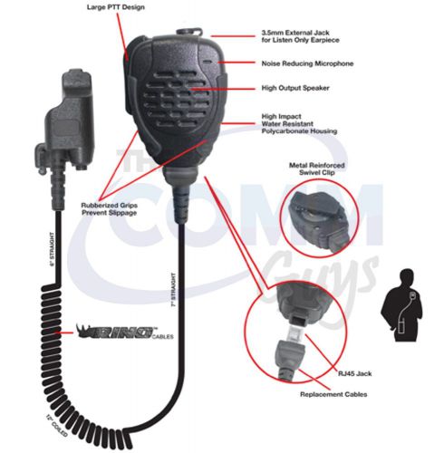 Pryme™ trooper spm-2123 heavy duty speaker mic motorola xts2500 xts3000 xts5000 for sale