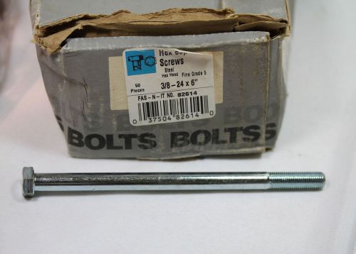 Lot 8 Steel Fine Thread  3/8-24 x 6 Grade 5 Hex Bolt Cap Screw Fas-N-It 82614