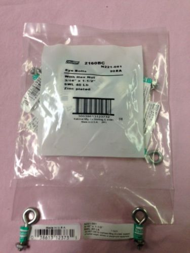 Eye bolt national hardware 3/16 x 1-1/2 zinc  with nut (20 or 100 piece bag) for sale
