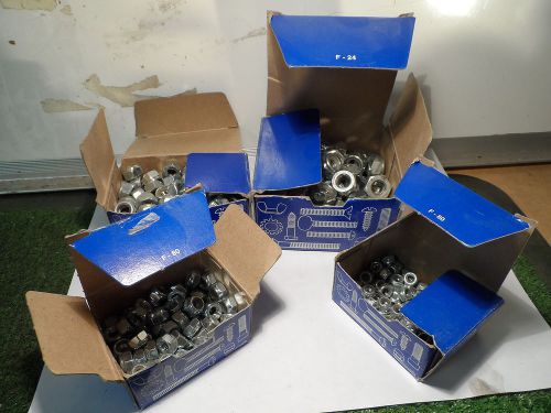 LOT OF 4 FINISHED HEX NUTS    DIFFERENT SIZES &amp; QTY&#039;S IN BOX   SEE DESC   1014