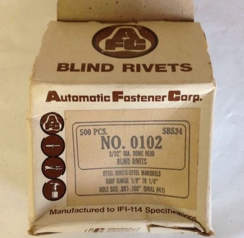 Automatic fastener corp. blind rivets n0. 0102 500 pcs. 3/32&#034; dia. dome head for sale