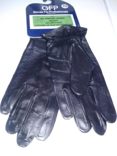 Black leather search gloves new law enforcement military ems fire xs for sale