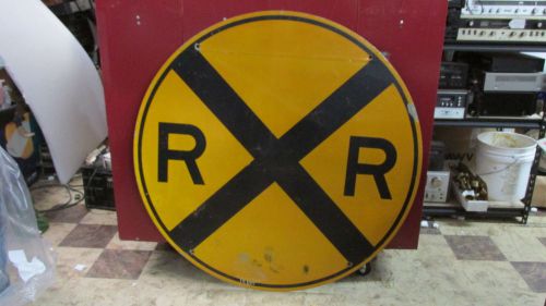 Used Vintage Aluminum 42&#034; Circle Railroad Crossing Street Traffic Sign RR