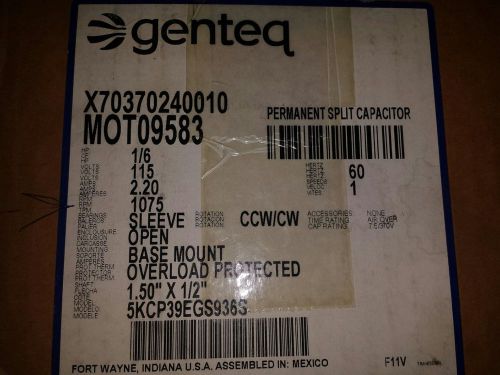 Genteq MOT09583 1/6 HP 115V 1075 RPM 1 Ph Motor - New in box