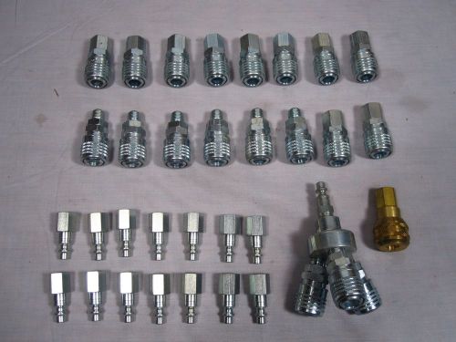 LOT (36 pcs) Air Couplings Quick-Connect 1/4&#034; NPT assorted with 3-way splitter