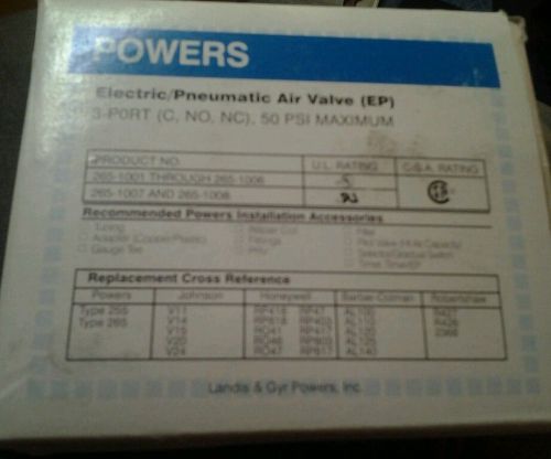 POWERS 2651002 ELECTRIC/PNEUMATIC AIR VALVE (EP)3-PORT, 50PSI MAX.*new
