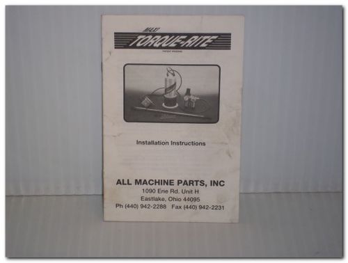 Maxi torque-rite milling air power drawbar installation inst. manual original for sale