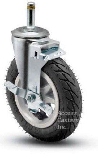 6SPNGBSB 6&#034; Grip Ring Stem Swivel Caster with Brake, Black Pneumatic Wheel