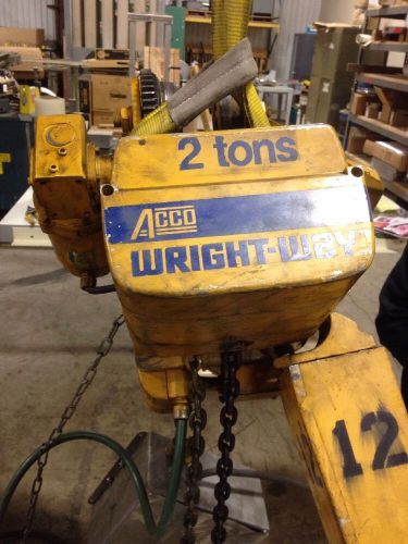 Acco wright-way 2 ton electric chain hoist with powered trolley for sale