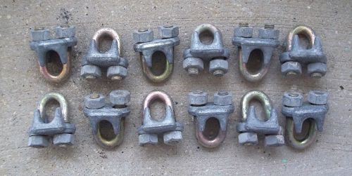 USA ~ (LOT of 12) Forged 3/4&#034; Wire Rope Cable U Clamps Galvanized ~FREE SHIPPING