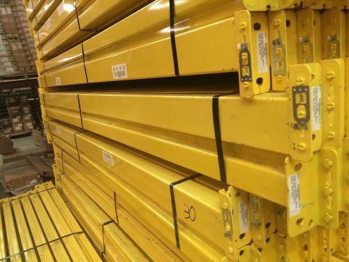 Used 10 sections teardrop pallet rack 16&#039;x42&#034;, 96&#034; beam with wire deck for sale
