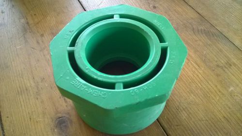Nibco chem-aire 3 x 1-1/2&#034; reducer bushing spig-soc cf00692 green sch 80 fitting for sale