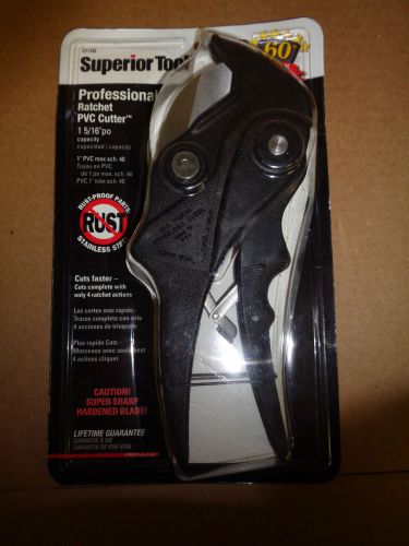 NEW - SUPERIOR TOOL 37100 PVC Cutter, Ratcheting, 1/8-1 5/16 In.