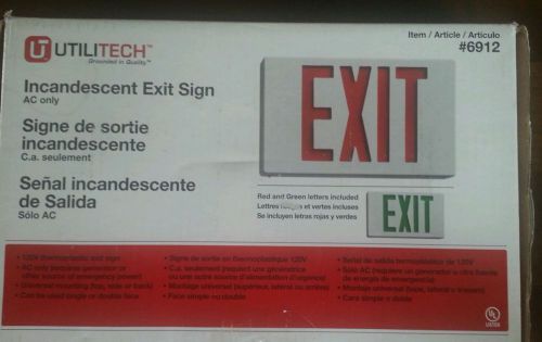 EXIT SIGN INCANDESCENT UTILITECH RED AND GREEN # 6912