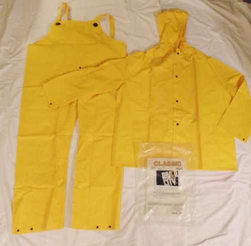 Rain Suit Overalls Hooded Jacket  New Size XL Yellow River City
