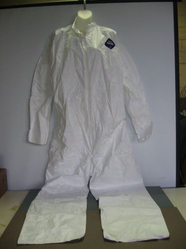 Dupont tyvek coverall ty120s/2xl white collar zipper front open cuffs &amp; legs for sale